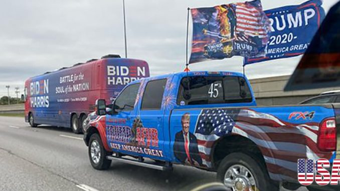 biden bus trump truck flag 1 usa